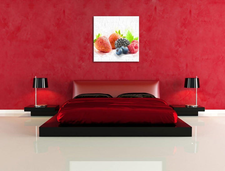 Pixxprint Frisches Obst als Leinwandbild | Grösse: 70x70 cm | Wandbild| Kunstdruck | fertig bespannt