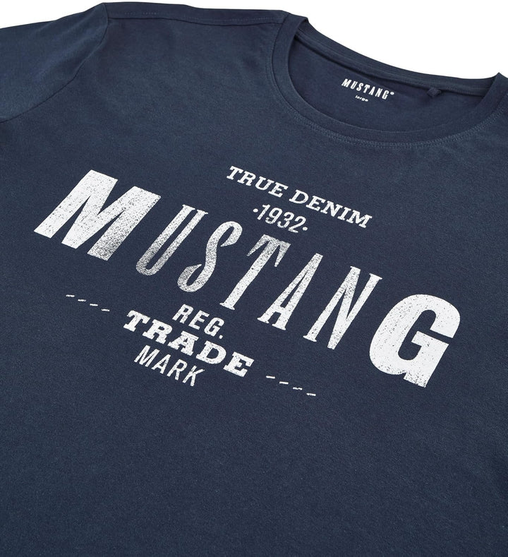MUSTANG Tshirt Herren Baumwolle Regular Fit 4er Pack Set Rundhals Kurzarm Sommer Tee Shirt Logoprint