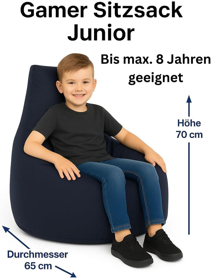 PATCH HOME Gamer Kissen & Lounge Sitzsack – befüllbar mit Reissverschluss, gefüllt mit Styropor, gee