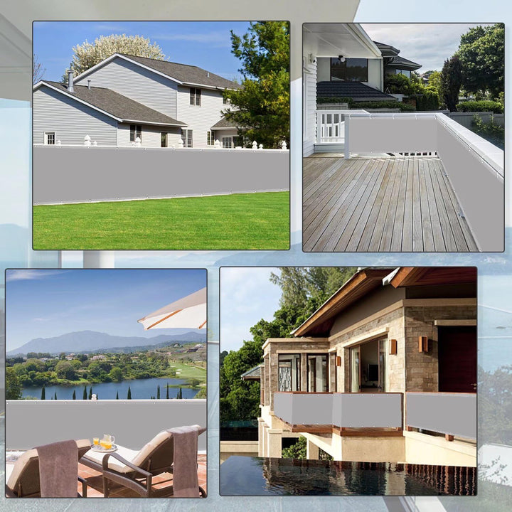 WEALSFUN Balkonabdeckung (390Grössen & 8 Farben) Balkonverkleidung Ohne Bohren blickdichte Wind UV-S