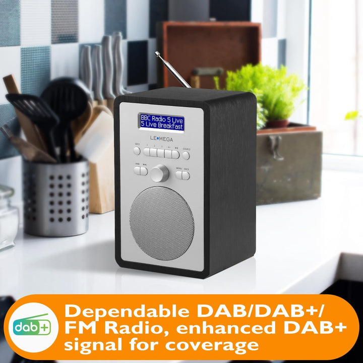LEMEGA CR2+ DAB/DAB+ Digitalradio, UKW-Digitalradio, DAB-Radio, Netzbetrieb, Dual-Alarmuhr, Schlumme