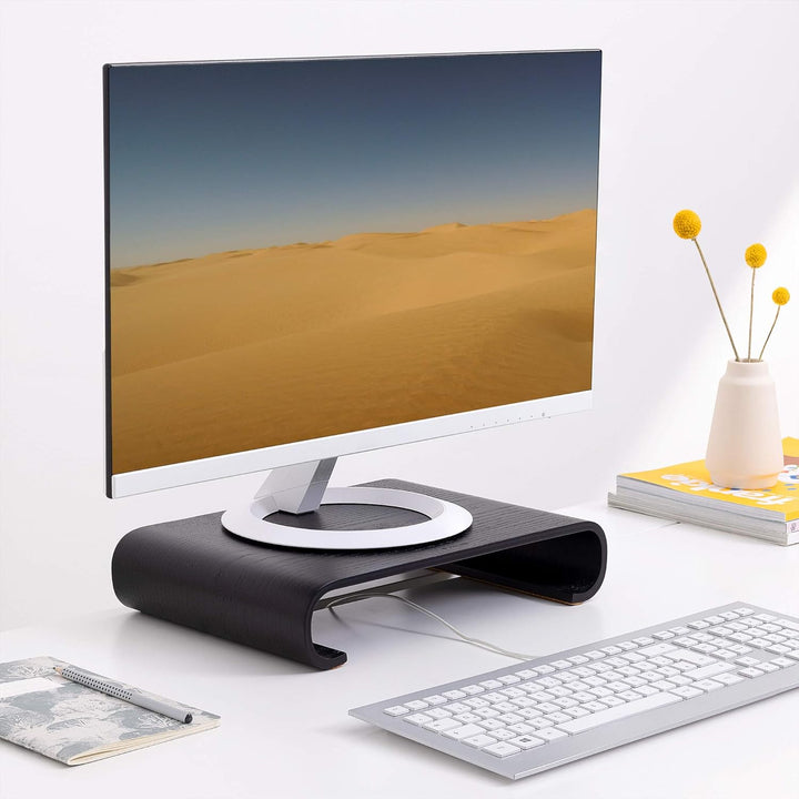 Navaris Bildschirm Holzständer TV Ständer - Computer Tisch Schreibtisch Monitorständer Bank - Schrei