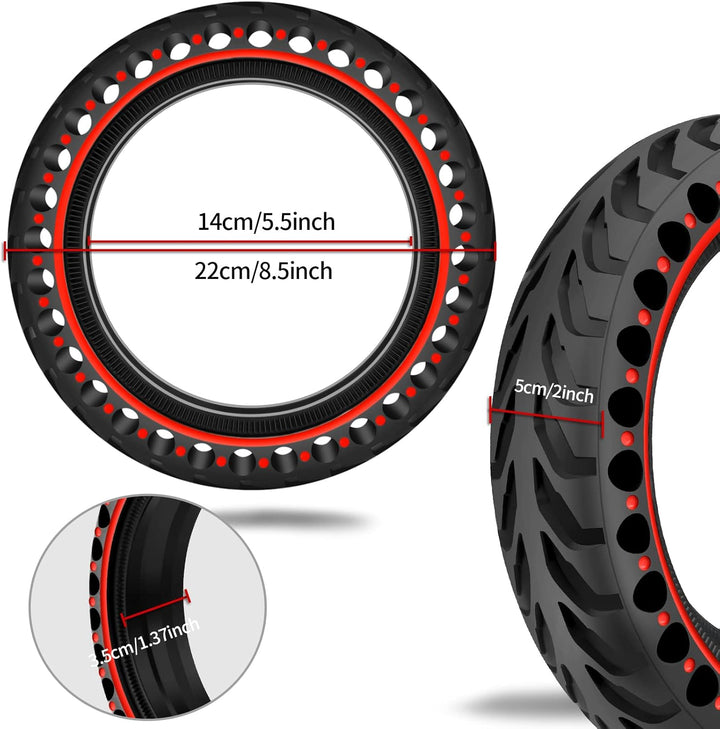 2PCS E Scooter Reifen 50/75-6.1 Tubeless, Werten Sie Ihr Scooter Auf mit Reifen 8 1/2 x2, Vollgummir