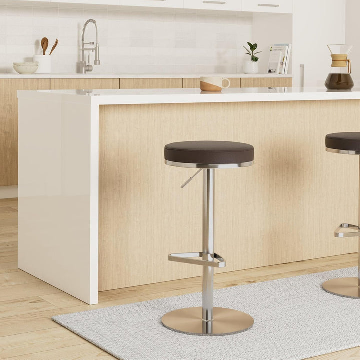 FineBuy Barhocker Edelstahl höhenverstellbare Sitzhöhe 57-82 cm, Barstuhl Modern 360° Drehbar, Trese