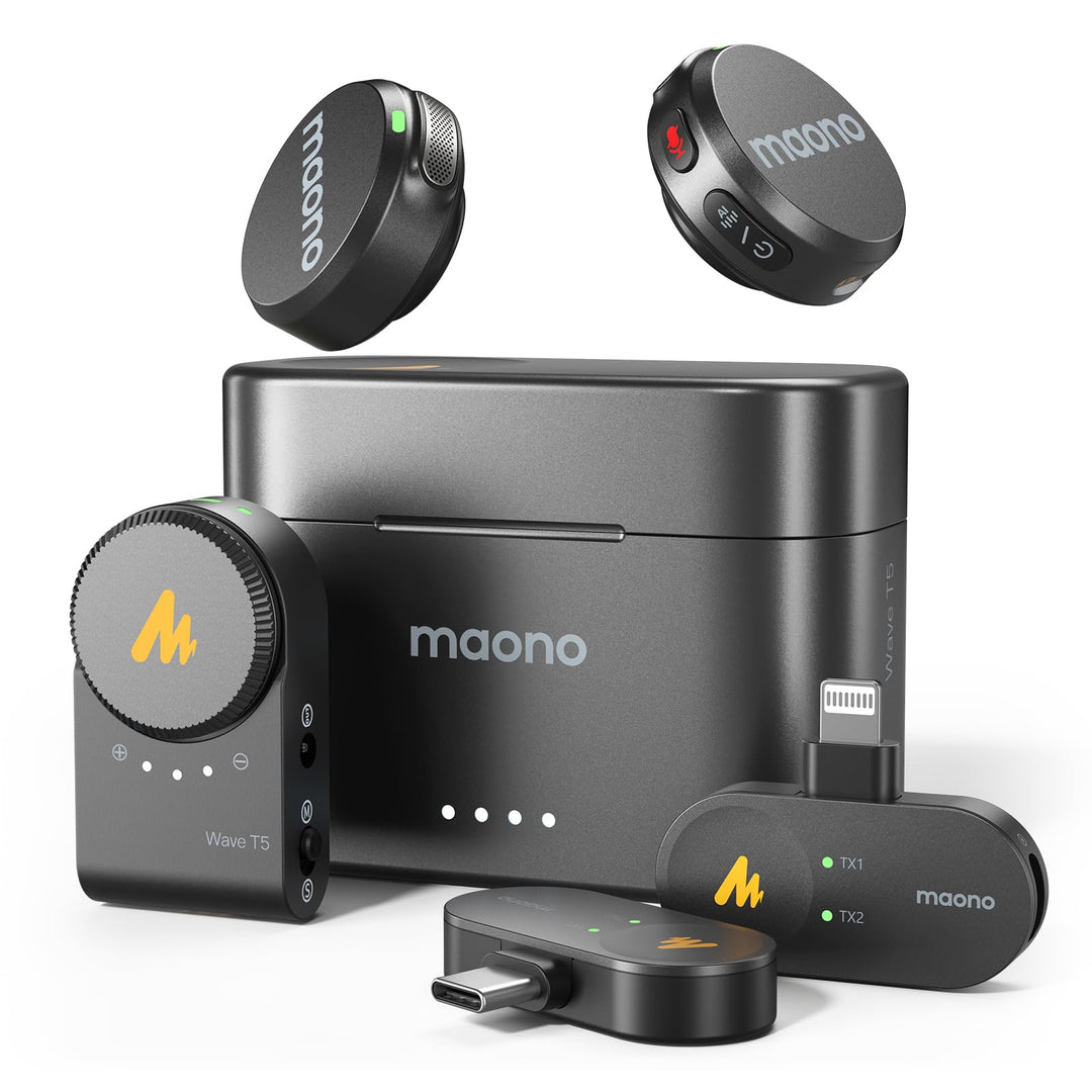 MAONO kabelloses Lavalier Mikrofon für iPhone/Android/Kamera/PC - Mini Mikrofon mit 48kHz/24Bit Hi-F