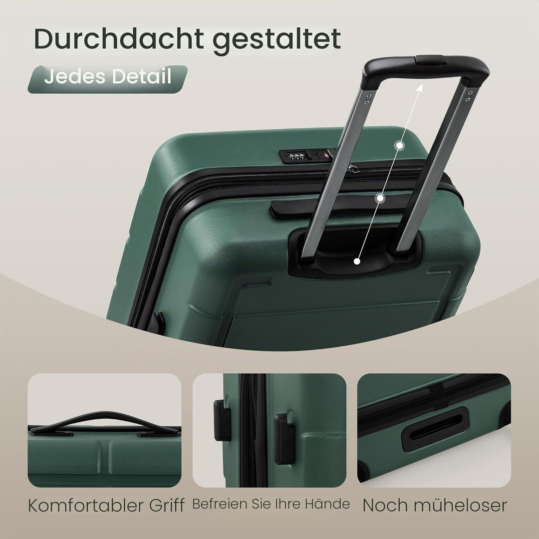 SHOWKOO Kofferset 3 Teilig Hartschale Leicht ABS+PC Erweiterbar Reisekoffer Haltbar Trolley Handgepä