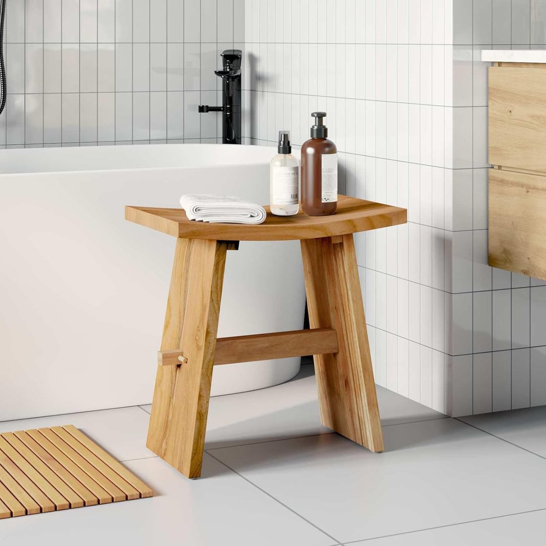 vidaXL Badezimmer Hocker Braun 50 x 29,5 x 50,5 cm Massivholz Teak, Badezimmer, Rechteckig, Minimali