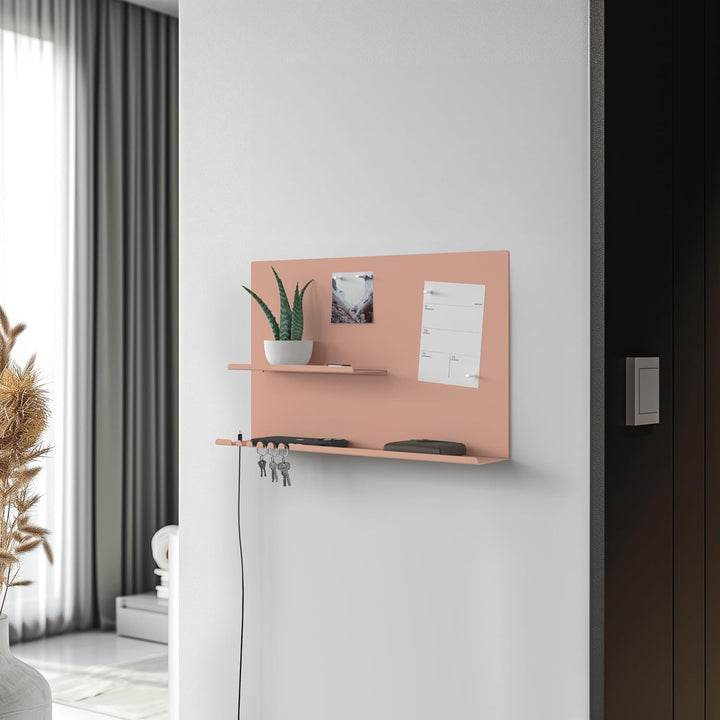 byde Wandorganizer Hebe aus Stahlstruktur. 49 x 9 x 30 cm 3-in-1 Wandregal mit Magnettafel und Magne