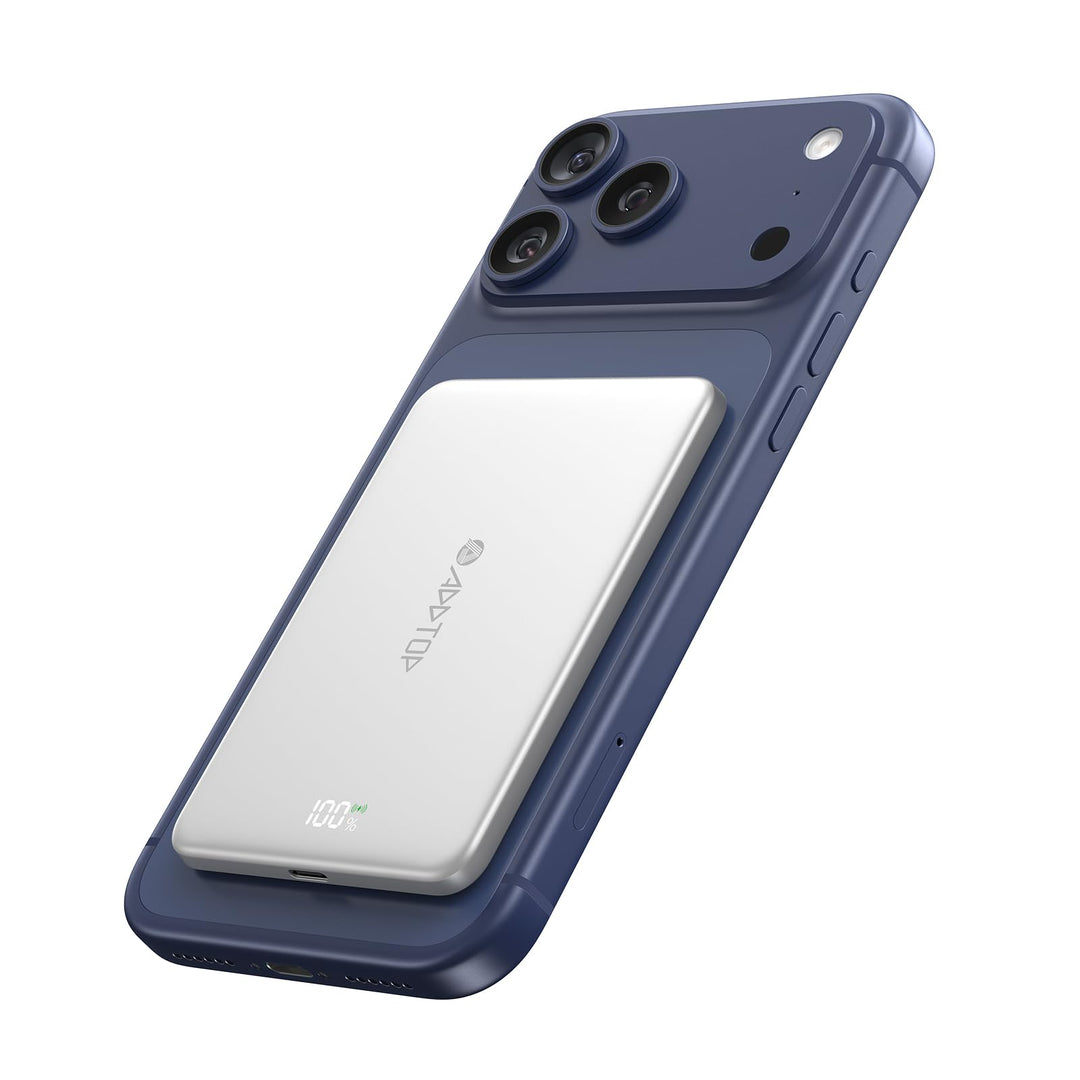 A ADDTOP Ultra Slim Magnetische Power Bank 5000mAh – 15 W Kabellose Powerbank mit USB C EIN/Ausgang