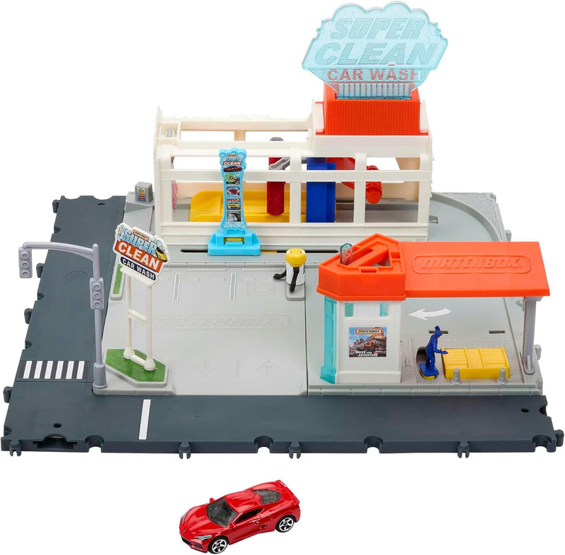 Matchbox Super Clean Autowaschanlage - erweiterbares Spielset mit spannenden Details, inklusive 1 Au