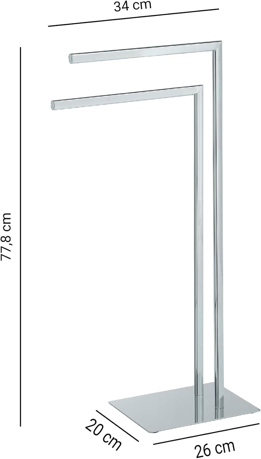 Gedy Felix Handtuchständer für Badezimmer mit 2 festen Armen, Chrom, Edelstahl und Metall, 20 x 39,2