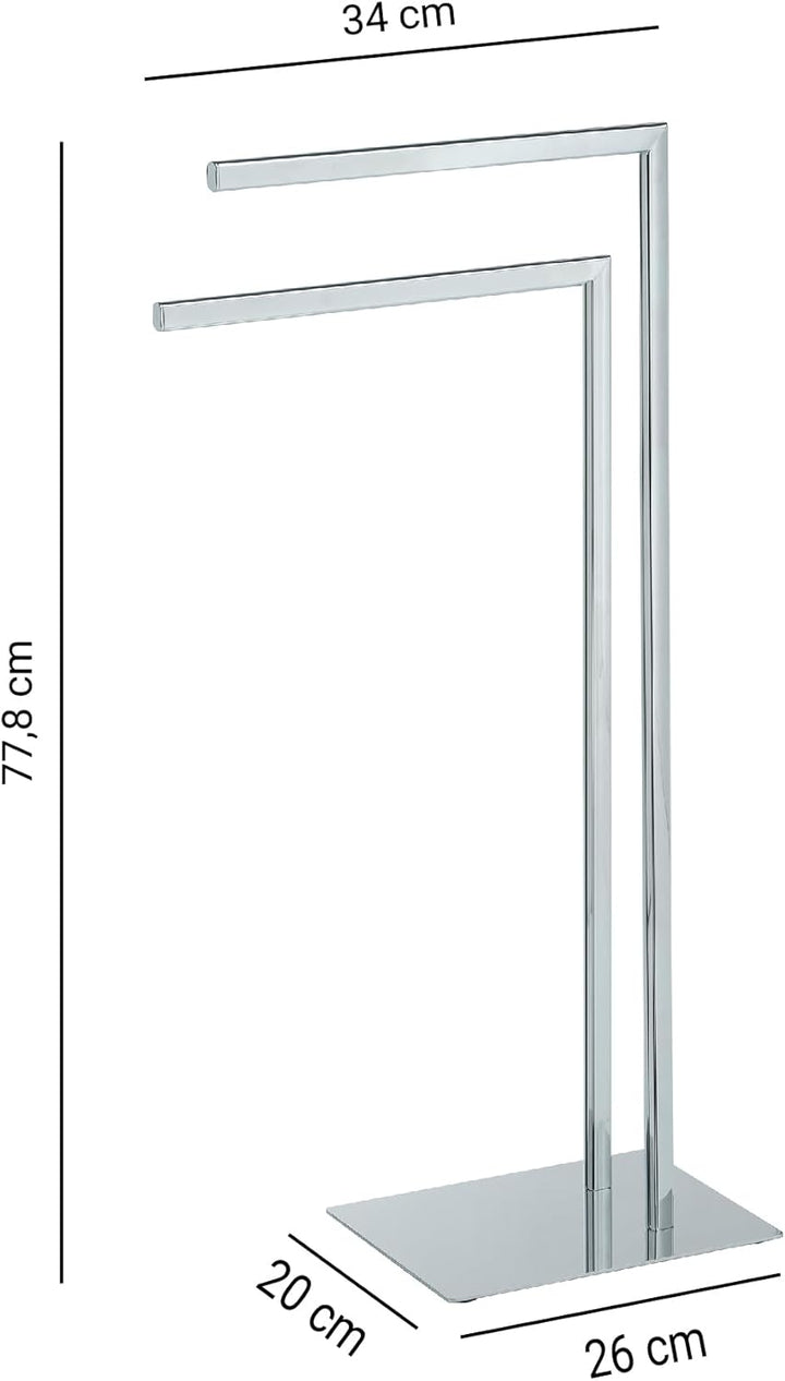 Gedy Felix Handtuchständer für Badezimmer mit 2 festen Armen, Chrom, Edelstahl und Metall, 20 x 39,2