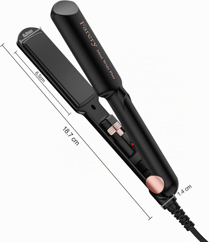 FARERY Tragbarer Mini Glätteisen, 38mm Breiter Platte Mini Glätteisen für Kurzes und Langes Haar, Re