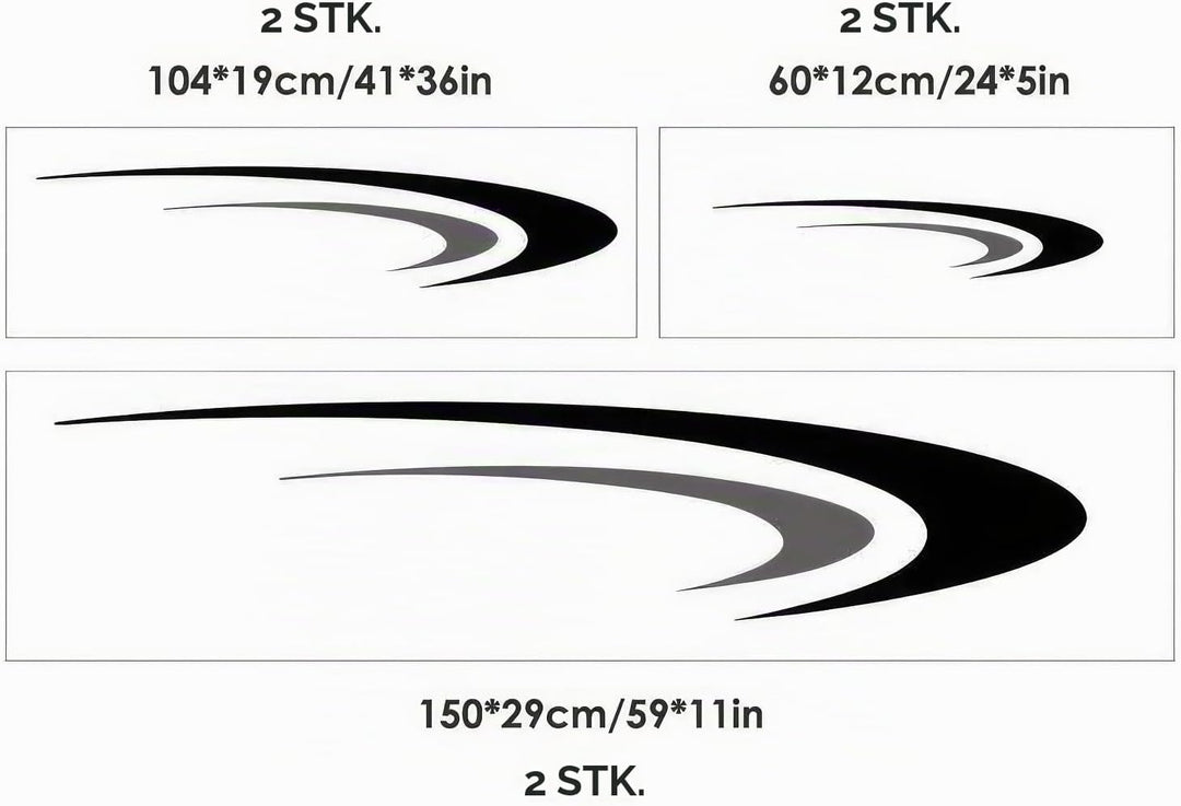 Baceyong 6 x Vinyl-Streifen-Grafik-Aufkleber, Auto-Karosserie-Aufkleber, grosse Vinyl-Aufkleber für