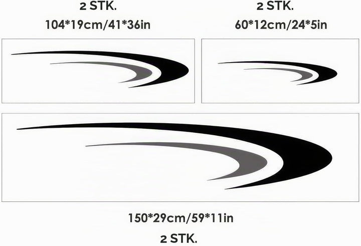 Baceyong 6 x Vinyl-Streifen-Grafik-Aufkleber, Auto-Karosserie-Aufkleber, grosse Vinyl-Aufkleber für