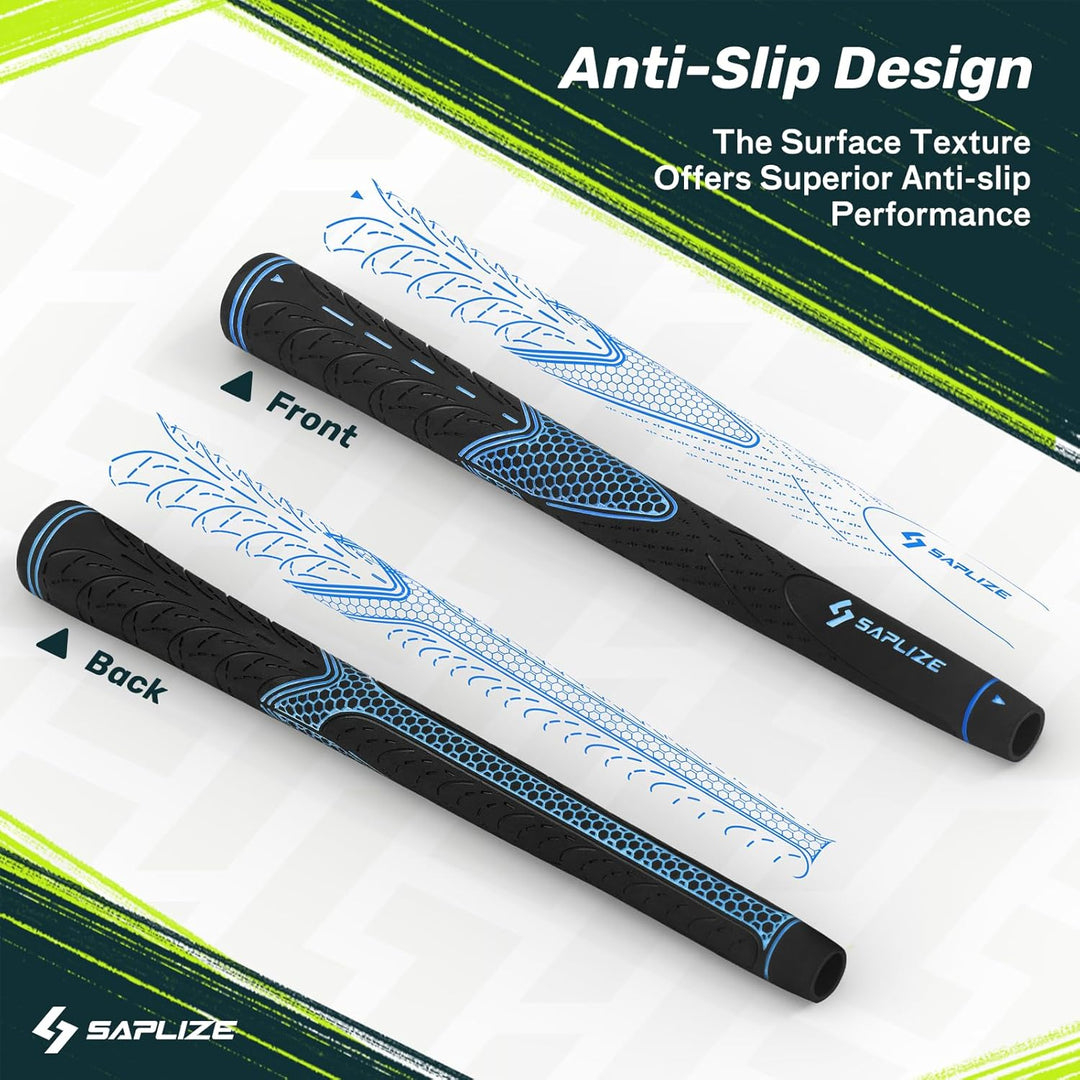 SAPLIZE Golfgriffe 13er-Set mit komplettem Regripping-Kit, Standard / Mittelklasse/übergross, Weiss