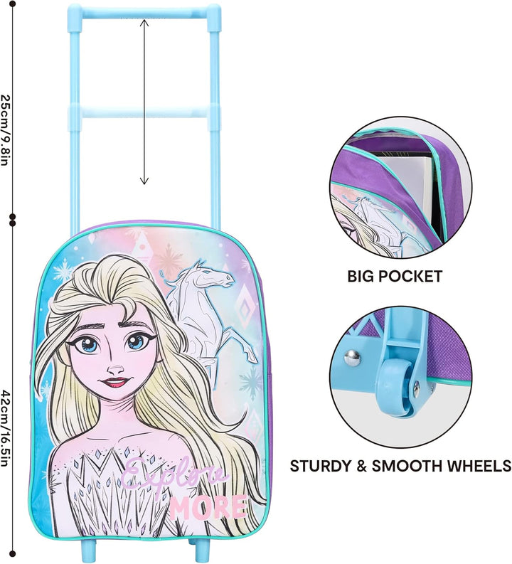 Faltbarer Kinder-Trolley, Handgepäck, Rucksack für Schule, Reisen, Urlaub Frozen, Frozen