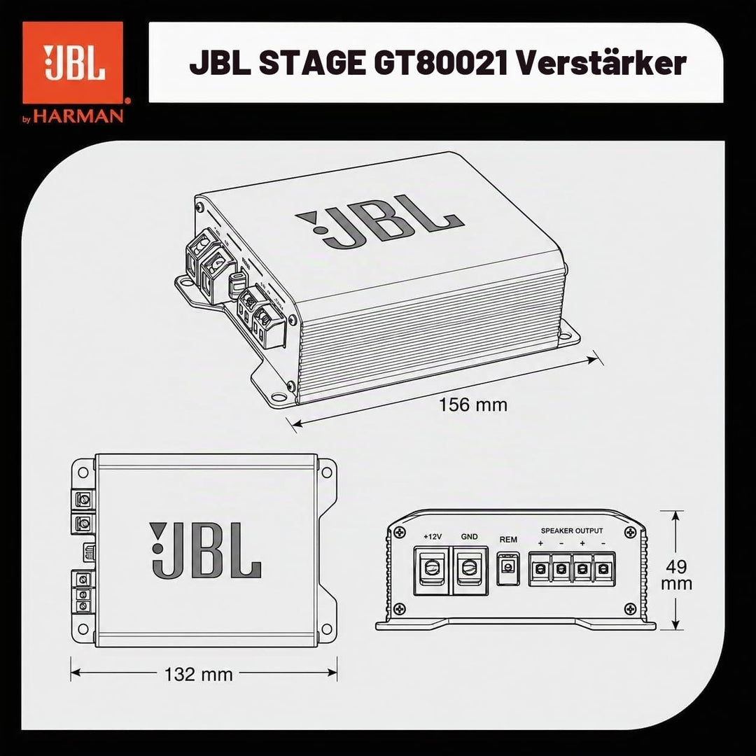 JBL Stage GT 80021 Car Hifi Autoradio Verstärker 800W Max 260W RMS von Harman Kardon - Class-D 2 Kan