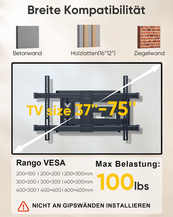 FORGING MOUNT TV Wandhalterung mit 765 mm Langem Arm Wandhalterung Fernseher Schwenkbar Neigbar Fern