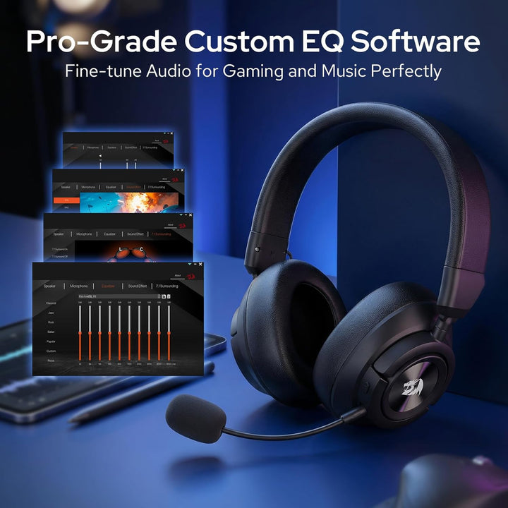 Redragon H889 Kabelloses Gaming-Headset 4-in-1 (2,4 GHz/BT/USB/3,5 mm), 51 h Akkulaufzeit, Laden wäh