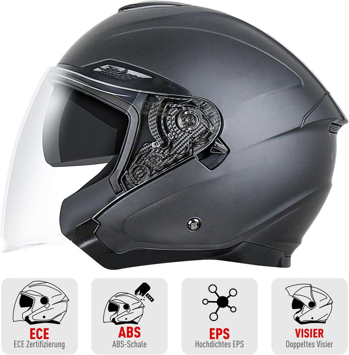 NENKI Jethelme Halbhelme Rollerhelm Sturzhelm Chopper Helm,Motorradhelm ECE 22.06 mit Doppelvisier S
