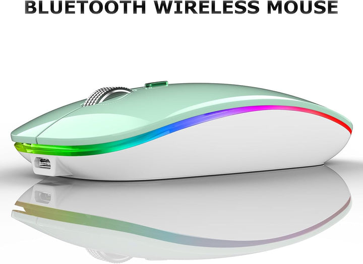 Uiosmuph Bluetooth Maus Kabellose, LED Funkmaus wiederaufladbar Leise Wireless Mouse 2.4GHz Kabellos