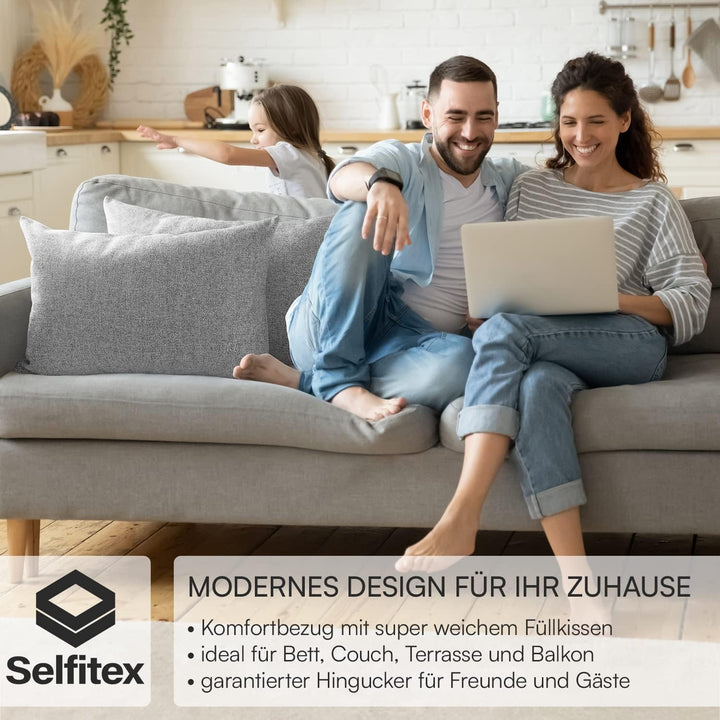 Selfitex 2er Set 40x60 cm, Sofakissen mit Füllung und Bezug, Dekokissen, Kopfkissen mit weicher Kiss