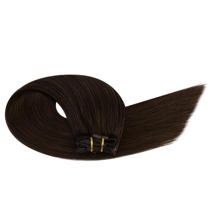 Ugeat Echthaar Clip in Extensions Braun Haarverdichtung Echthaar 16Zoll/40cm 120Gramm Clip in Extens