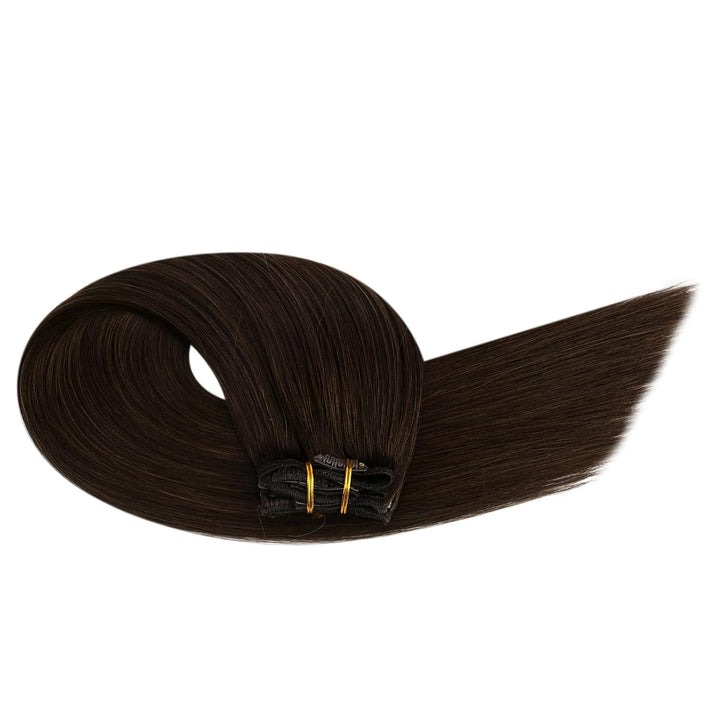 Ugeat Echthaar Extensions Clip Braun 35cm Extensions Echthaar Clip in Echthaar 120 Gramm Clip in Ext