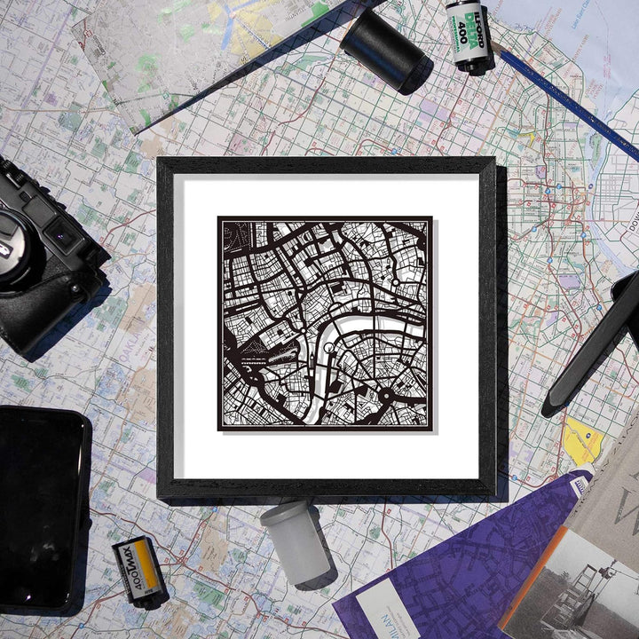 O3 DESIGN STUDIO - Marco de Papel para mapas, 22,8 x 22,8 cm, en Caja de Regalo, Fondo, autocambiant
