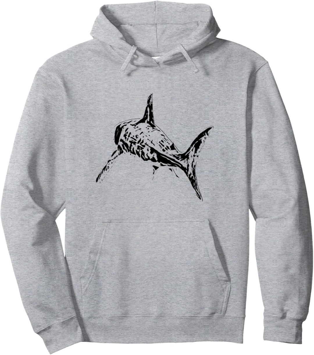 Weisser Hai Haie Raubfisch Rückenflosse Zähne Hai Pullover Hoodie