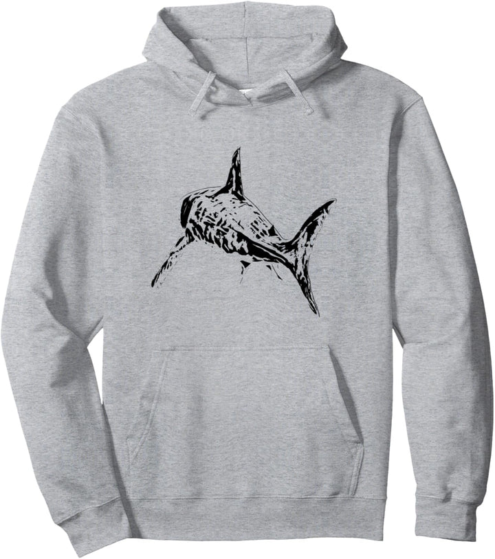 Weisser Hai Haie Raubfisch Rückenflosse Zähne Hai Pullover Hoodie