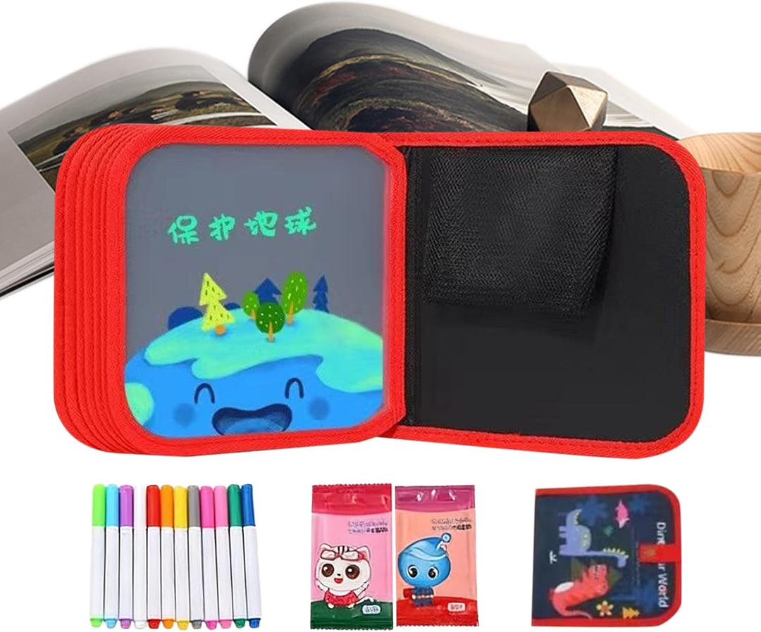 Wasserdichtes Buch für Kinder, wiederverwendbares Zeichen-Notizbuch-Set, 14 Seiten mit Stift-Zubehör