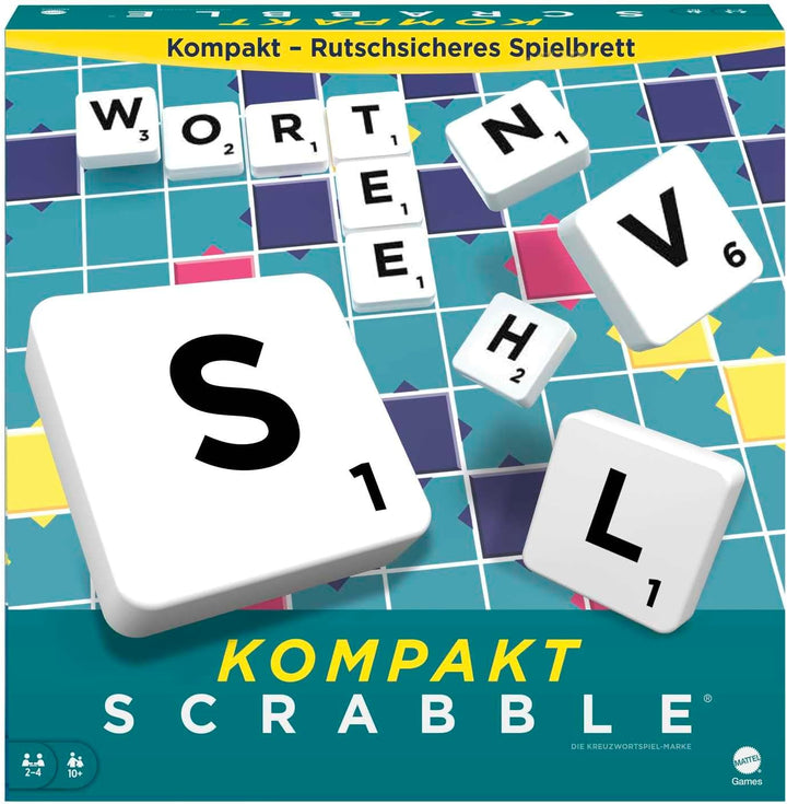 Mattel Games Scrabble Kompakt Brettspiele, Spiele zum Reisen, Geschellschaftsspiel ab 10 Jahren, Des