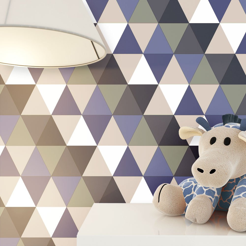 NEWROOM Kindertapete Blau Geometrie Dreiecke Kinder Vliestapete Beige Vlies Kindertapete Kinderzimme