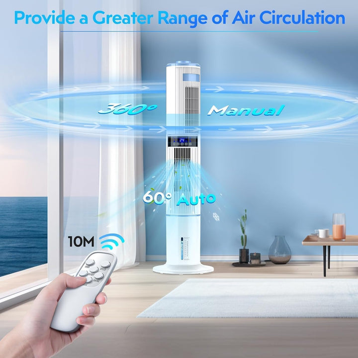Klimaanlage Mobil, Klimagerät Ohne Abluftschlauch mit leisem Schlafmodus, Turmventilator 65 W, 1–24
