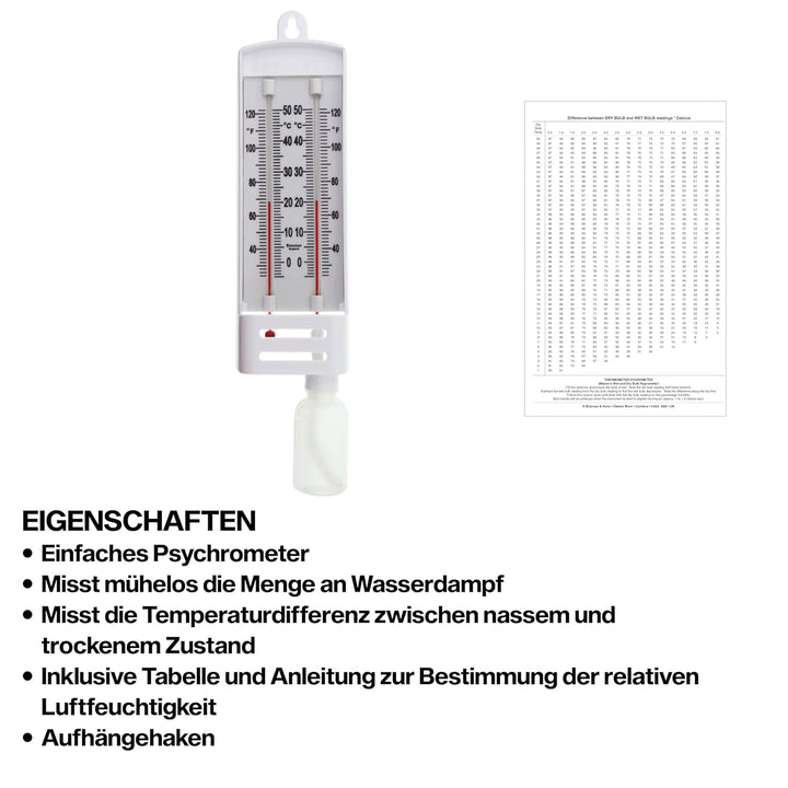 Brannan Maurer-Hygrometer, Nass- und Trocken-Glühbirne – C&F