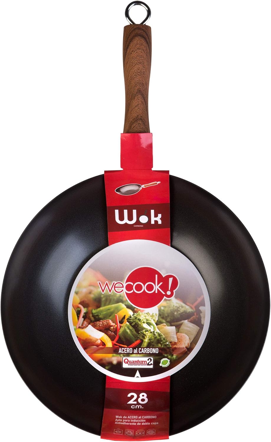 WECOOK! Carbono Wok Induktion 28 cm, Antihaftbeschichtung Titanium QUANTANIUM 3-Schicht Ökologisch P