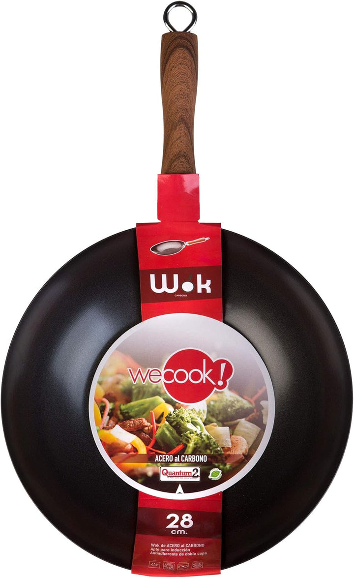 WECOOK! Carbono Wok Induktion 28 cm, Antihaftbeschichtung Titanium QUANTANIUM 3-Schicht Ökologisch P