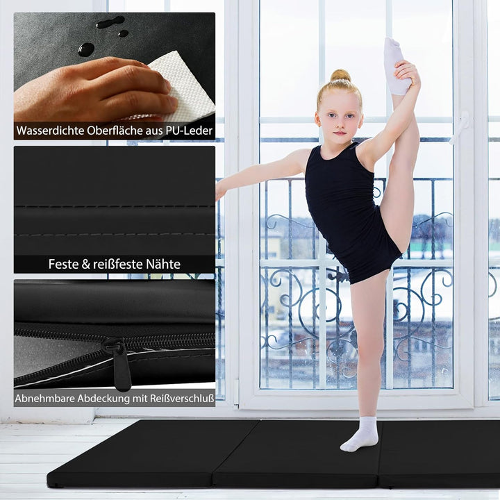 COSTWAY 240 x 120 x 5 cm Weichbodenmatte, Gymnastikmatte klappbar, Yogamatte mit Klettverschluss und