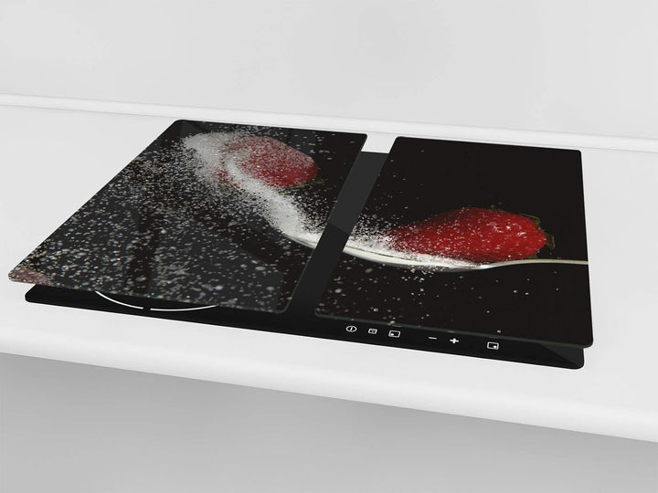 Küchenbrett aus Hartglas und Induktionskochplattenabdeckung – Schneideplatten SINGLE mit 60 x 52 cm