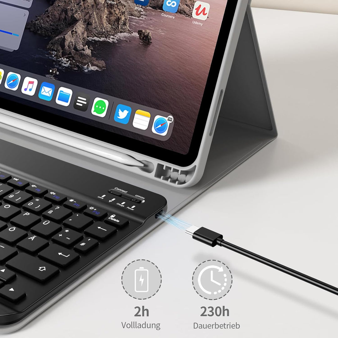 Tastatur Hülle für iPad (A16) 11 Zoll 2025/10. Generation 2022 10.9 Zoll, Magnetische Abnehmbare Kab