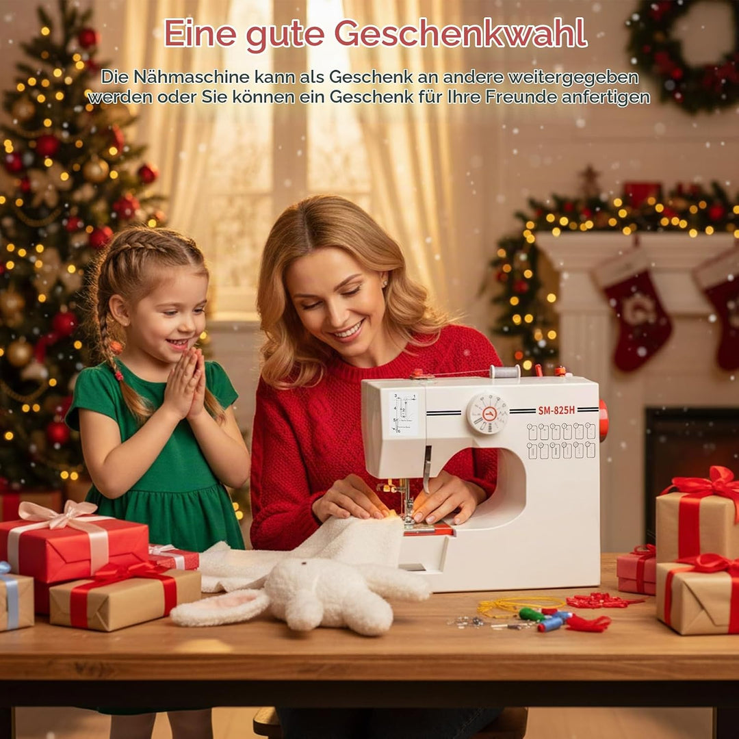 Nähmaschine für Kinder und Anfänger, 12 Stichmuster Overlock Nähmaschine, Portable Mini Sewing Machi