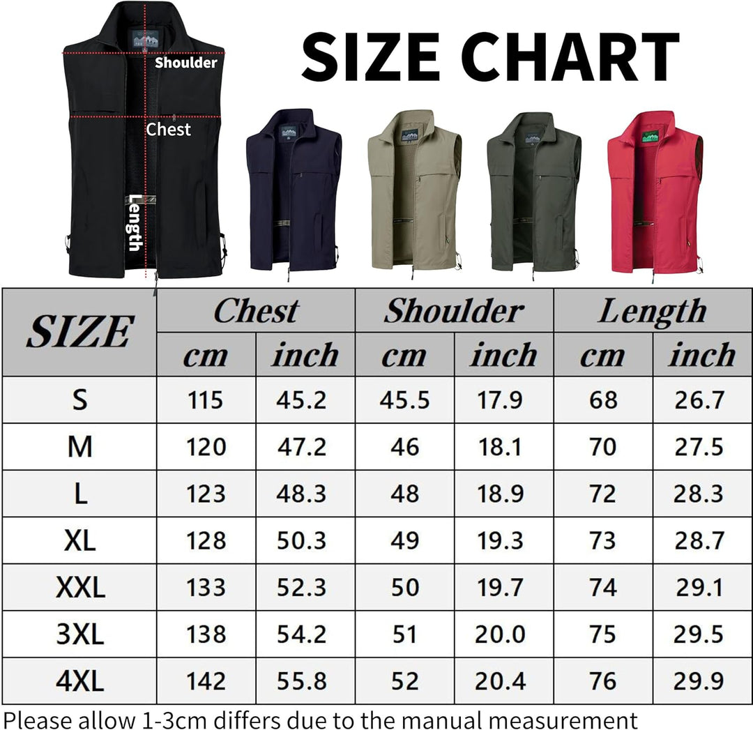 MeiLayM Herren Outdoor Angelweste Multi Pocket Weste Sommer Schnell Trocknende Weste Sport Reissvers