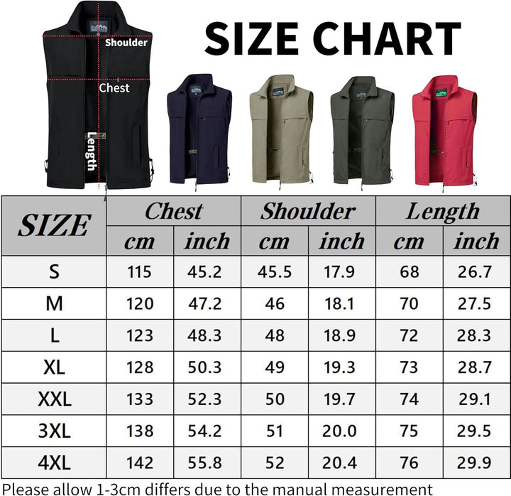 MeiLayM Herren Outdoor Angelweste Multi Pocket Weste Sommer Schnell Trocknende Weste Sport Reissvers