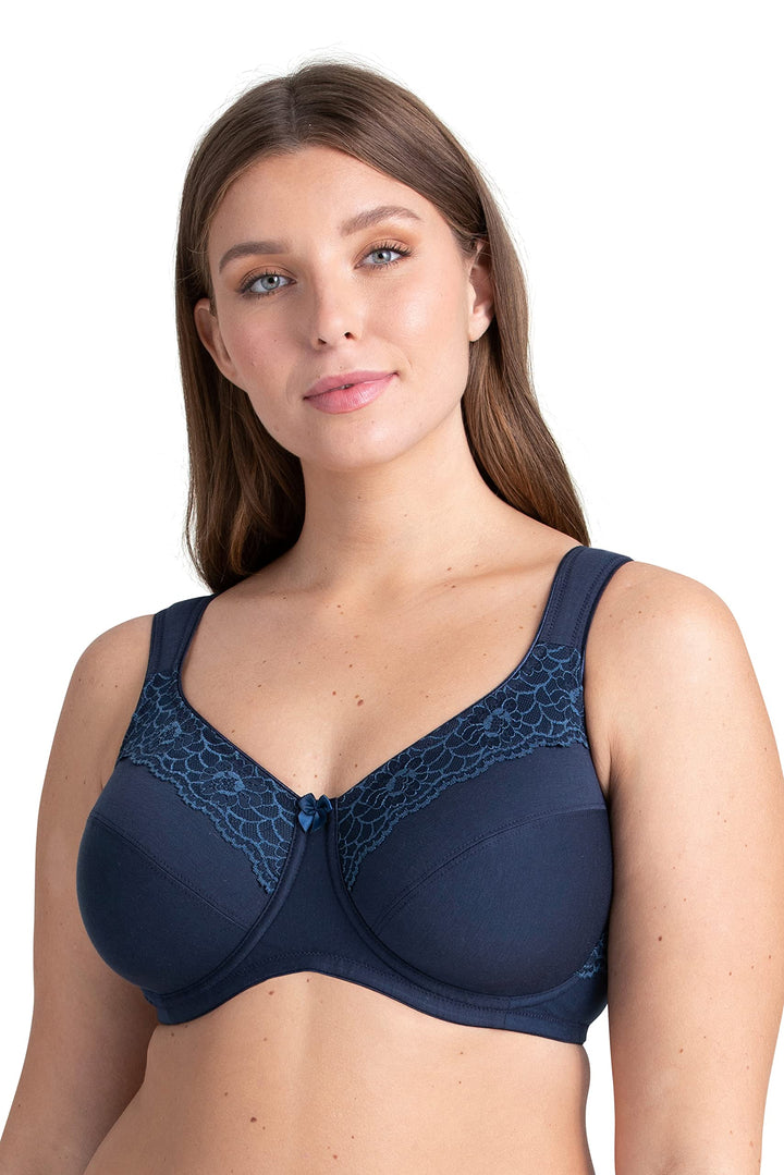 Miss Mary of Sweden Minimizer Bügel-BH Cotton Now Flatcup 75B Dunkelblau, 75B Dunkelblau