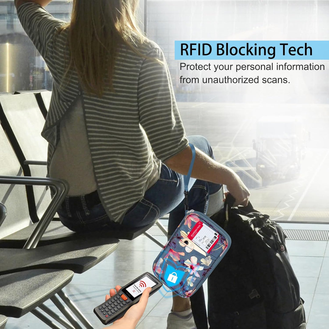 FINTIE Reisepass Tasche Familie Reiseorganizer, RFID-Blockier Wasserdicht Handytasche Reisepasshülle