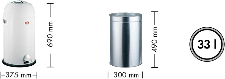 Wesco 184 631 Kickmaster Abfallsammler 33 Liter lemongrün 37.5 x 37.5 x 69cm (L/B/H), Edelstahl, Lem