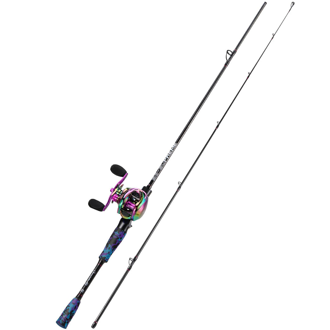 Sougayilang MX-2 Wurfangelrute und Baitcastrolle Combo, 1,8m/2,1m Baitcaster Combo - Raubfisch-Angel
