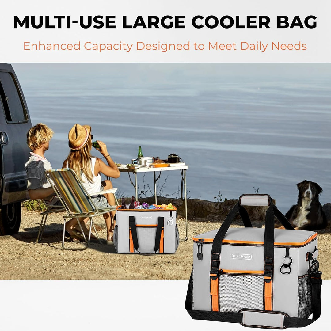 INSMEER Kühltasche Gross 50 l, Kühltaschen Faltbar für 80 Dosen, Faltbare/Auslaufsicher mit Öffner,